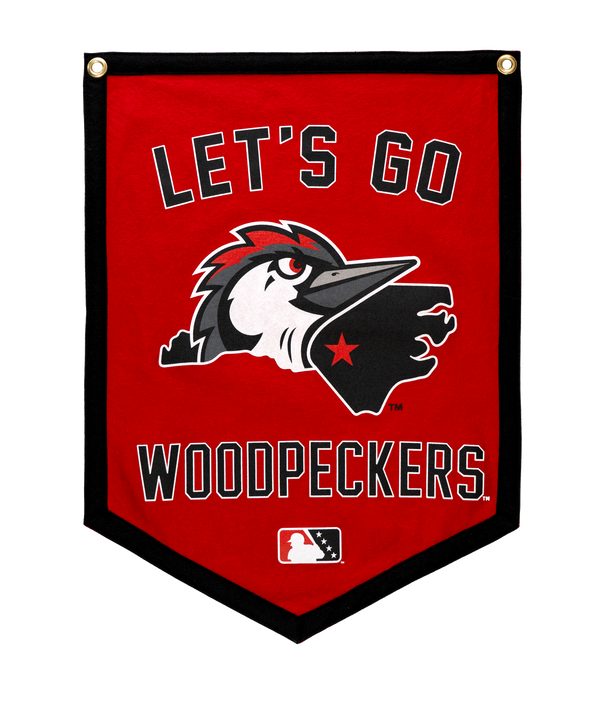 Fayetteville Woodpeckers Oxford Let's Go Woodpeckers Camp Flag