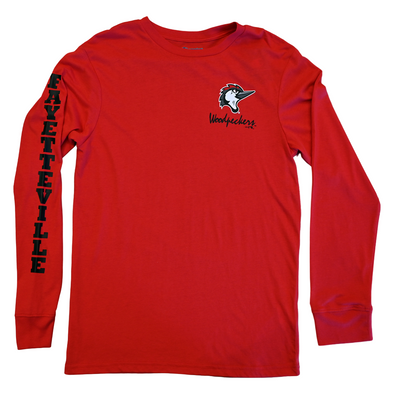 Fayetteville Woodpeckers Champion Long Sleeve Stadium T-shirt front 
