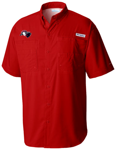 Fayetteville Woodpeckers Columbia Home State Logo PFG Fishing T-Shirt front 