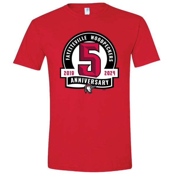Fayetteville Woodpeckers Men's Bimm Ridder 5TH Anniversary T-shirt red