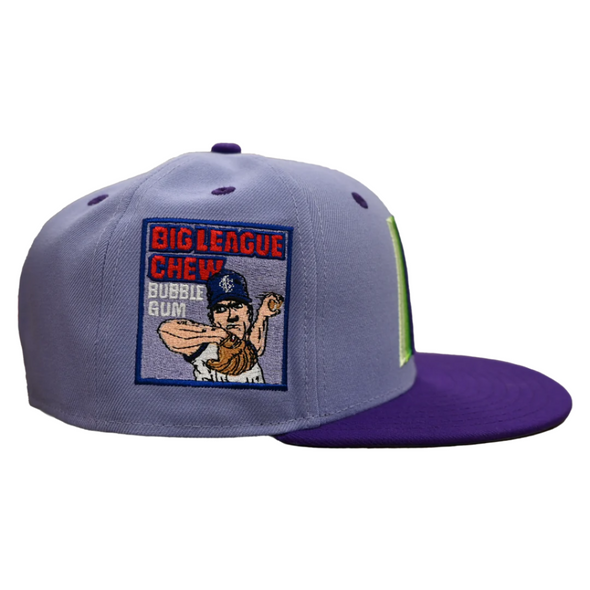 Fayetteville Woodpeckers New Era 59 Fifty Big League Chew Grape Fitted Cap side 