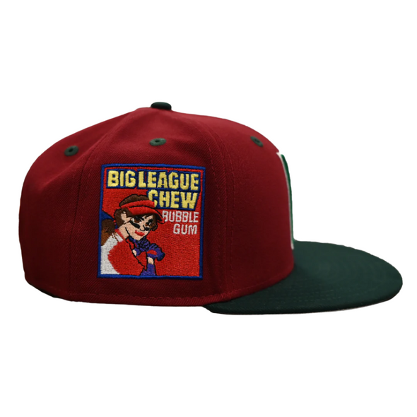 Fayetteville Woodpeckers New Era 59 Fifty Big League Chew Strawberry Fitted Cap side 