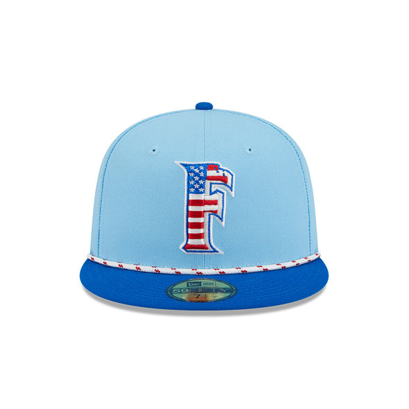 Fayetteville Woodpeckers New Era Authentic July 4th 2025 59Fifty Fitted Cap front 