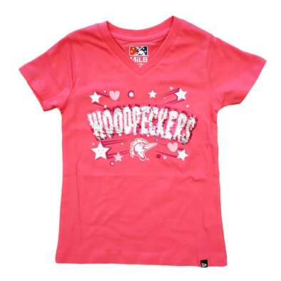 Fayetteville Woodpeckers New Era Girl's Flip Sequins T-shirt Pink 