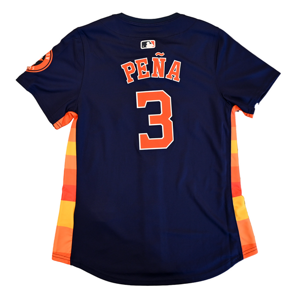 Houston Astros Nike Women's Alternate Replica Pena Jersey Navy Back 
