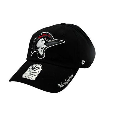 Fayetteville Woodpeckers '47 Brand Women's Home Cap Logo Black Sparkle Clean Up Cap side 