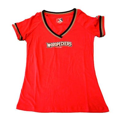 Fayetteville Woodpeckers New Era Women's V-neck Raglan T-Shirt